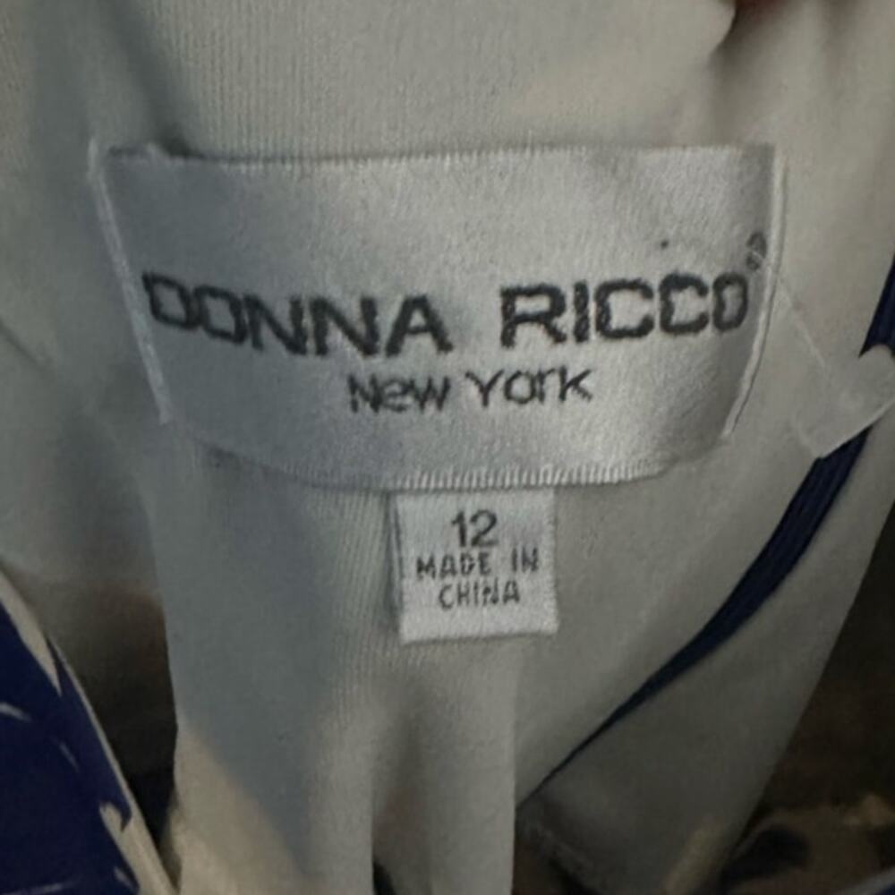 Donna Ricco Blue & White Floral V-Neck Dress – Size 12 - Picture 4 of 5